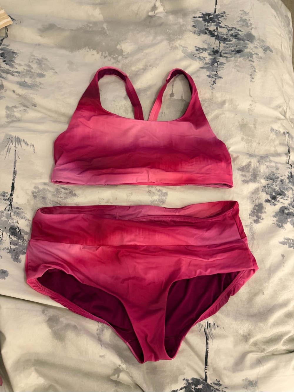 Athleta Pink Ombre Racerback Bikini Set